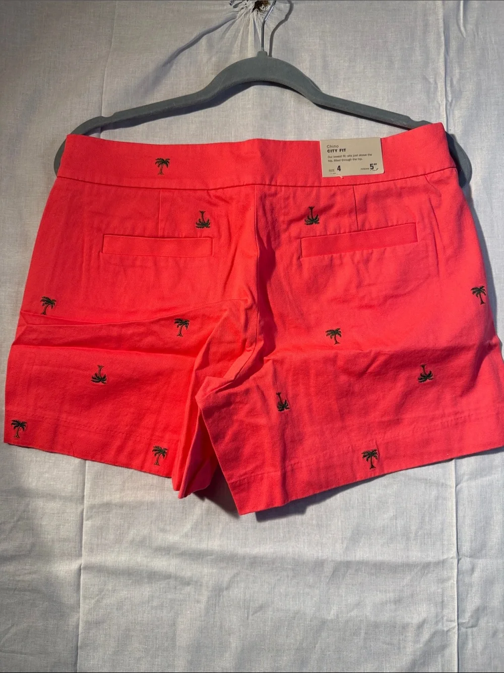 J. Crew Size 4 Chino City Fit Women's Coral Embroidered Palm-Print Shorts